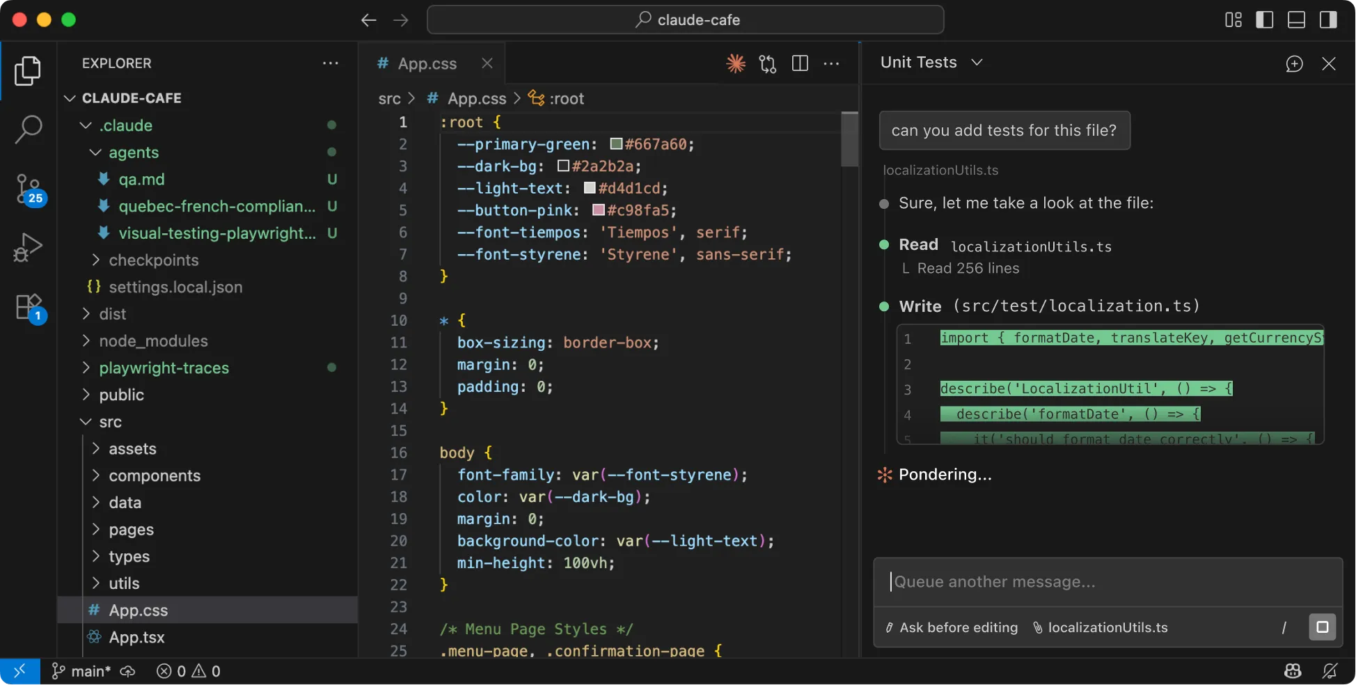 Claude code in action inside an IDE.